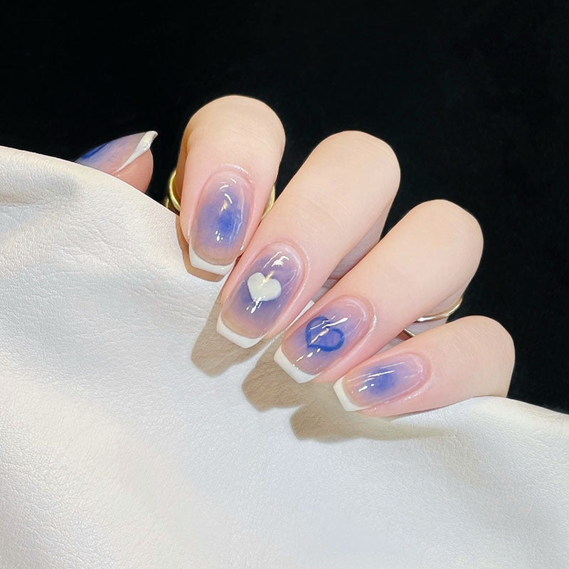 Stylish heart and ombre design artificial nails Bowlift