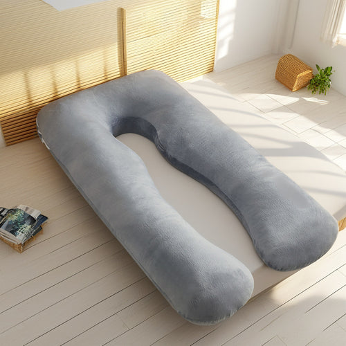 ergonomic U-shaped full-body maternity support pillow with removable washable velour cover and adjustable inner bolster Bowlift