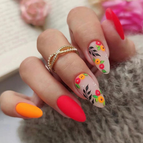 Artful nail extensions with colorful fruity decorations Bowlift