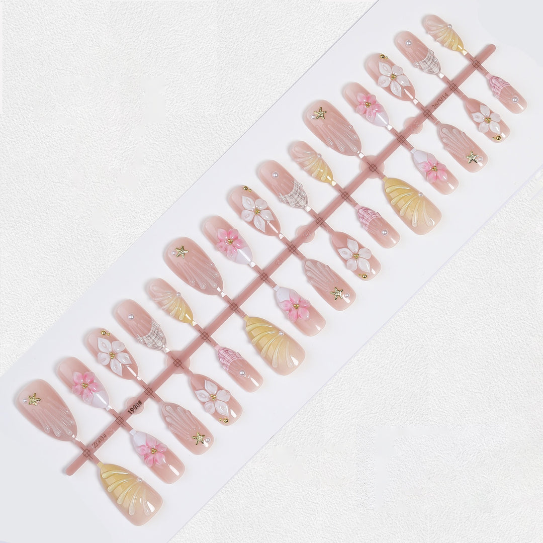 Premium Artifical Nails with Floral Designs Bowlift