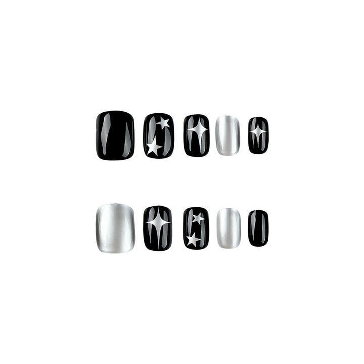 Artful Nail Art with Metallic and Star Motifs Bowlift