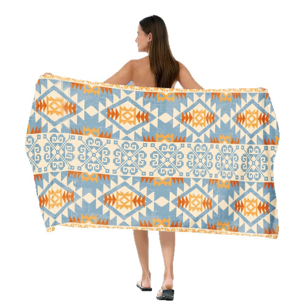 generously cut beach towel with elegant mosaic design Bowlift