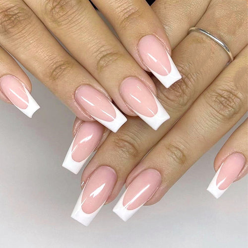 Elegant artificial nails with French design Bowlift
