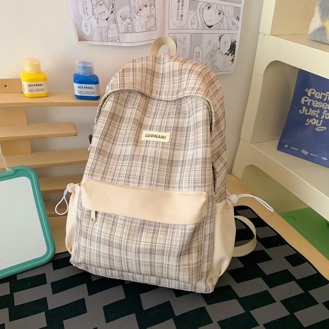 Chic Checked Casual Backpack Bowlift