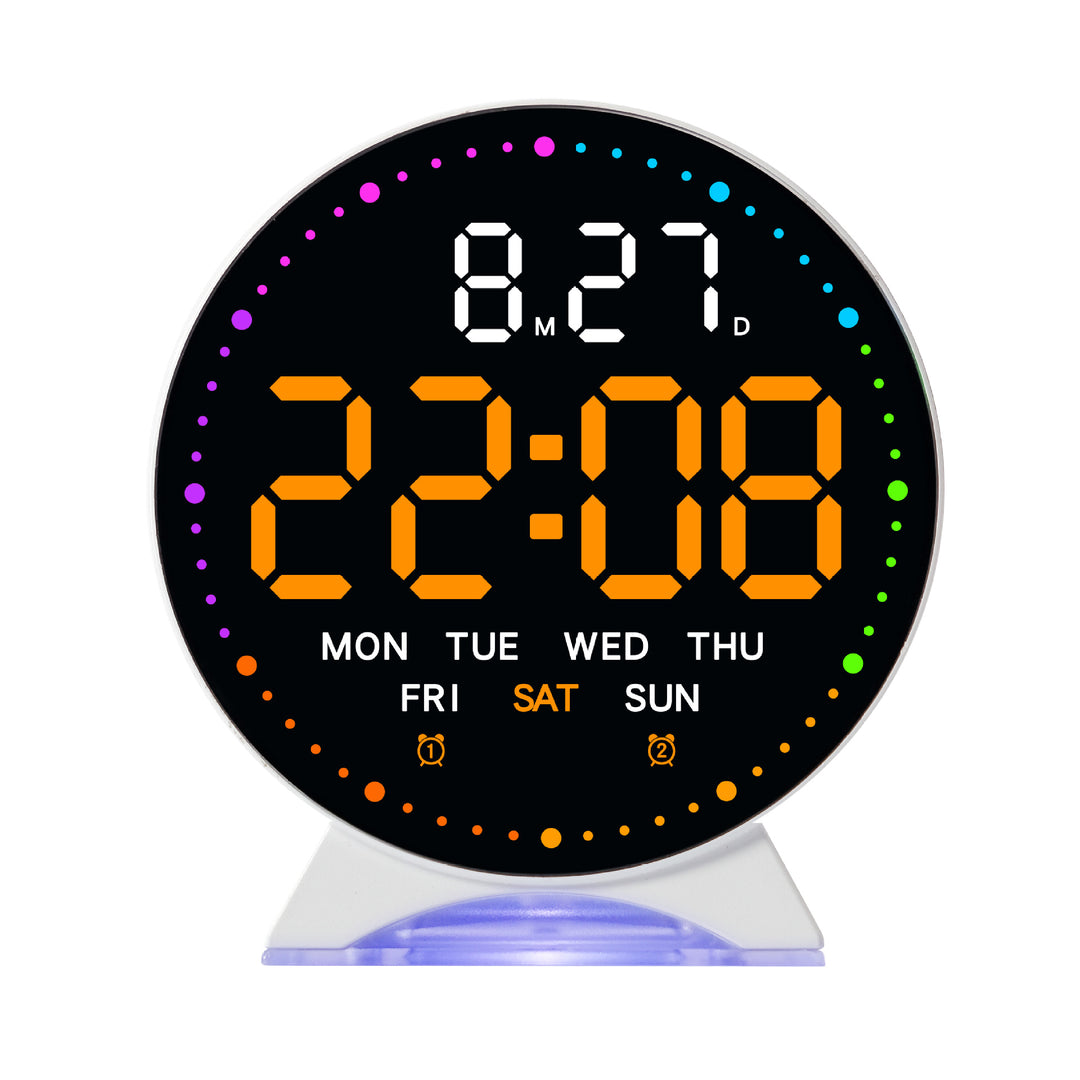 Digital Alarm Clock with Color LED Display Bowlift