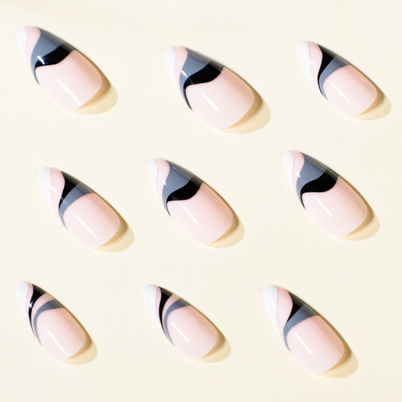 Artful nail extensions with creative wave pattern Bowlift