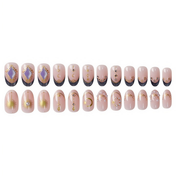 Celestial-Themed Press-On Nail Art Bowlift