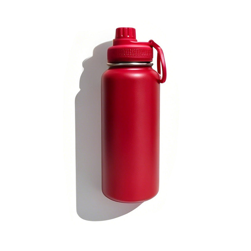 Insulated stainless steel water bottle with wide mouth and silicone carry loop Bowlift