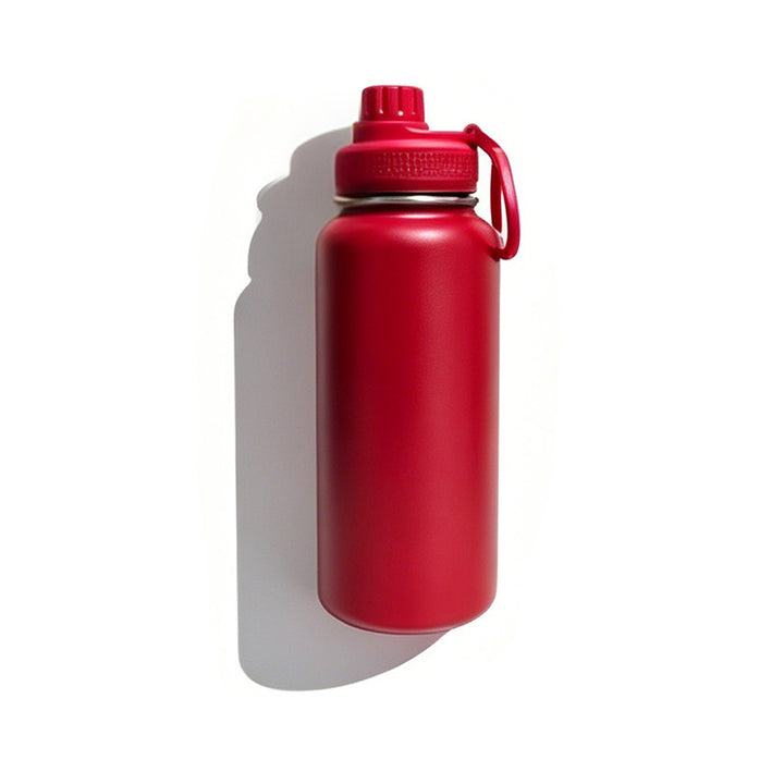 Insulated stainless steel water bottle with wide mouth and silicone carry loop Bowlift