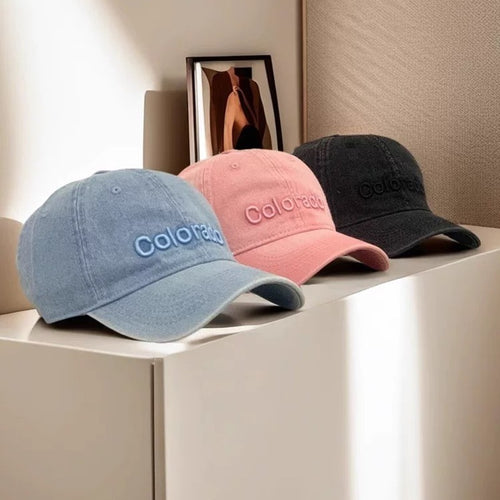 Women's Distressed Cotton Baseball Cap with Embroidered Detail Bowlift