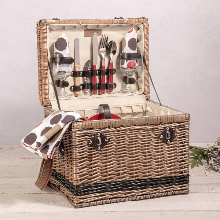 Ladies High-Quality Picnic Basket with Durable Leather Handles Bowlift