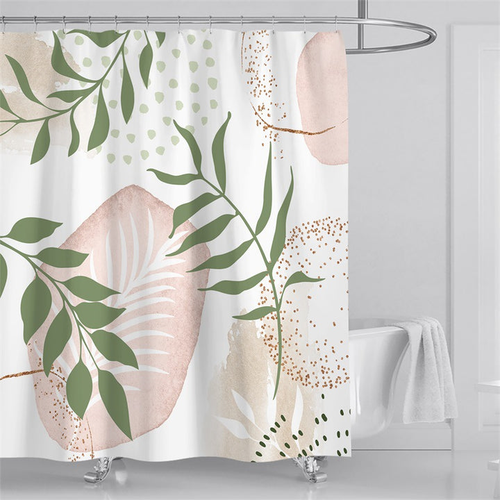 Tropical Leaf Print Shower Curtain Bowlift