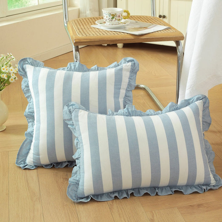Decorative Ruffled Striped Pillow