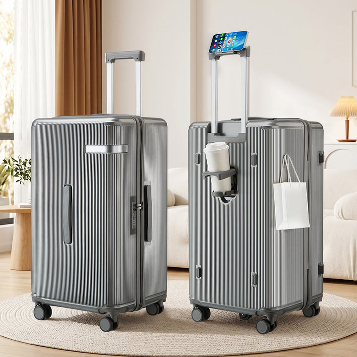 Ridged Hard Shell Rolling Carry-On Suitcase
