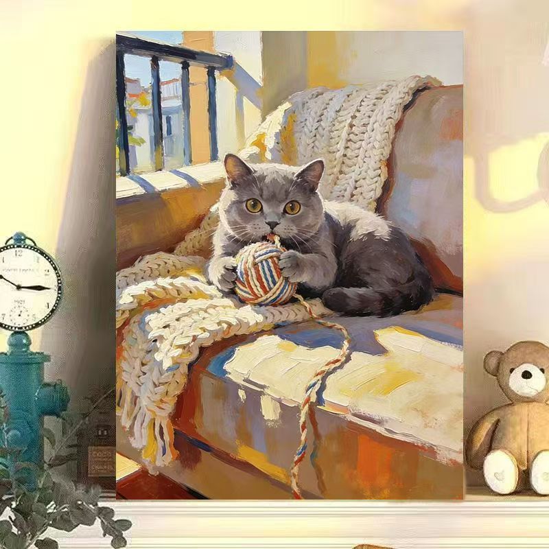 Cat-Themed Canvas Wall Art Bowlift