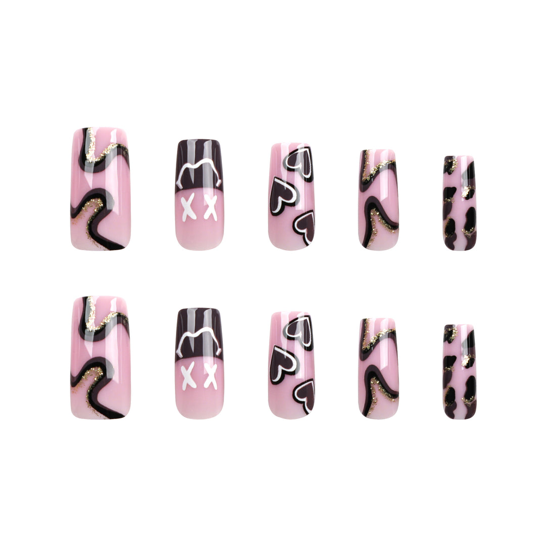 Artful nail extensions in elegant design with gold accents Bowlift