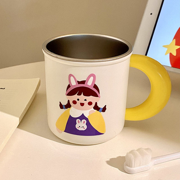 Stainless Steel Coffee Mug with Cheerful Children's Design Bowlift