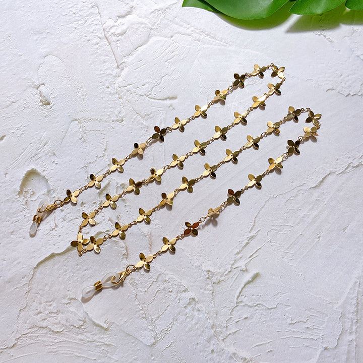 Fashionable glasses holder chain with filigree flower pendants Bowlift