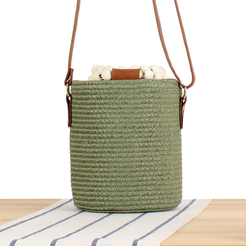 Handbag Made of High-Quality Woven Natural Material with Innovative Closure Bowlift