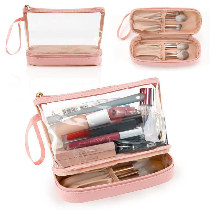 Cosmetic Organizer Bag with Transparent Design and Divided Interior Compartment Bowlift