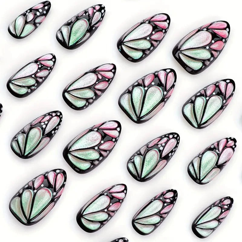Artistic Butterfly-Inspired Nail Art Extensions Bowlift