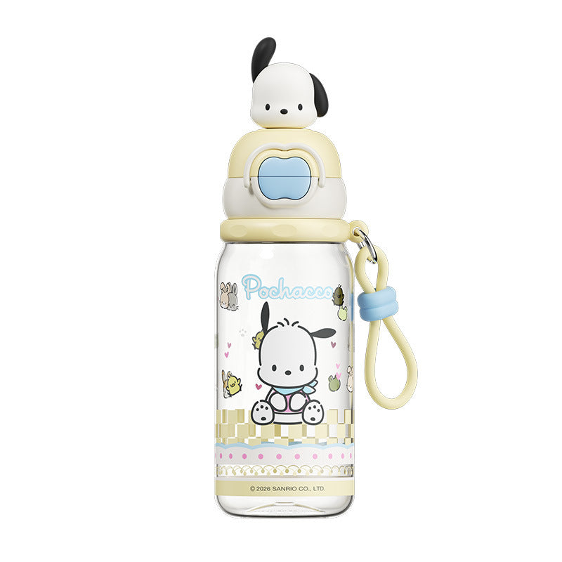 Ladies water bottle with interactive lid and cute Pochacco design Bowlift