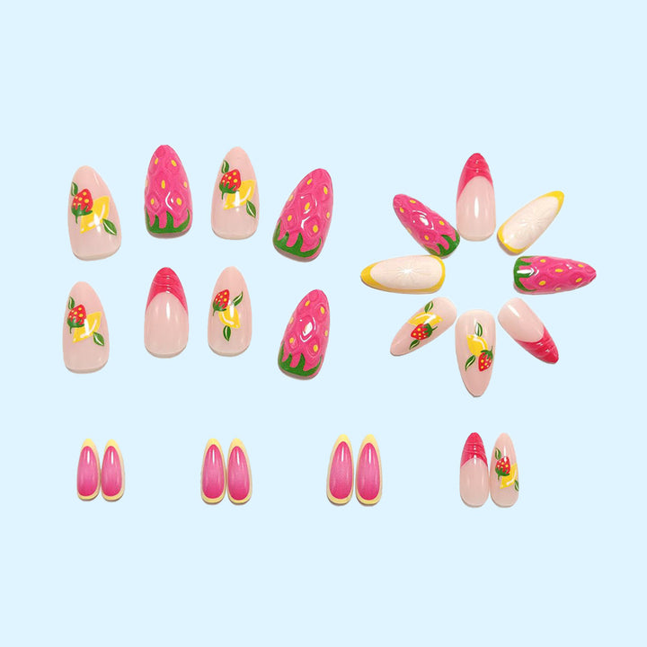 Artificial nails with fruit motif and glitter accents Bowlift