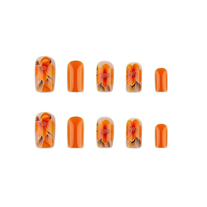 Artificial nails with floral accents and high gloss finish Bowlift
