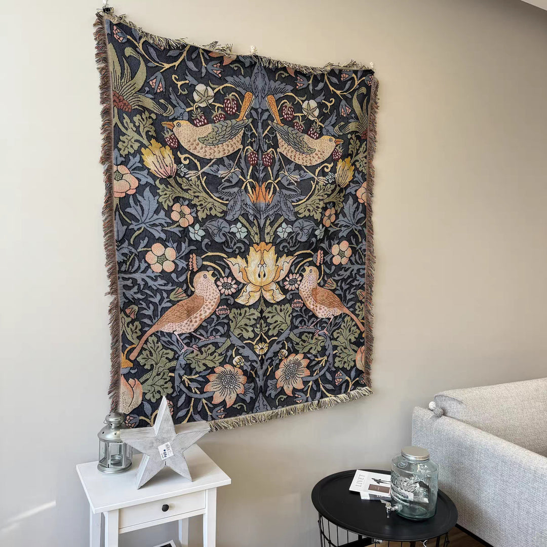 Artistic Botanical Woven Throw Blanket