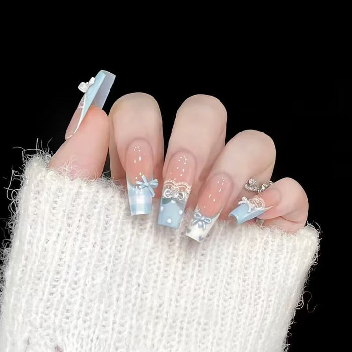 Elegant artificial nails with bow design Bowlift