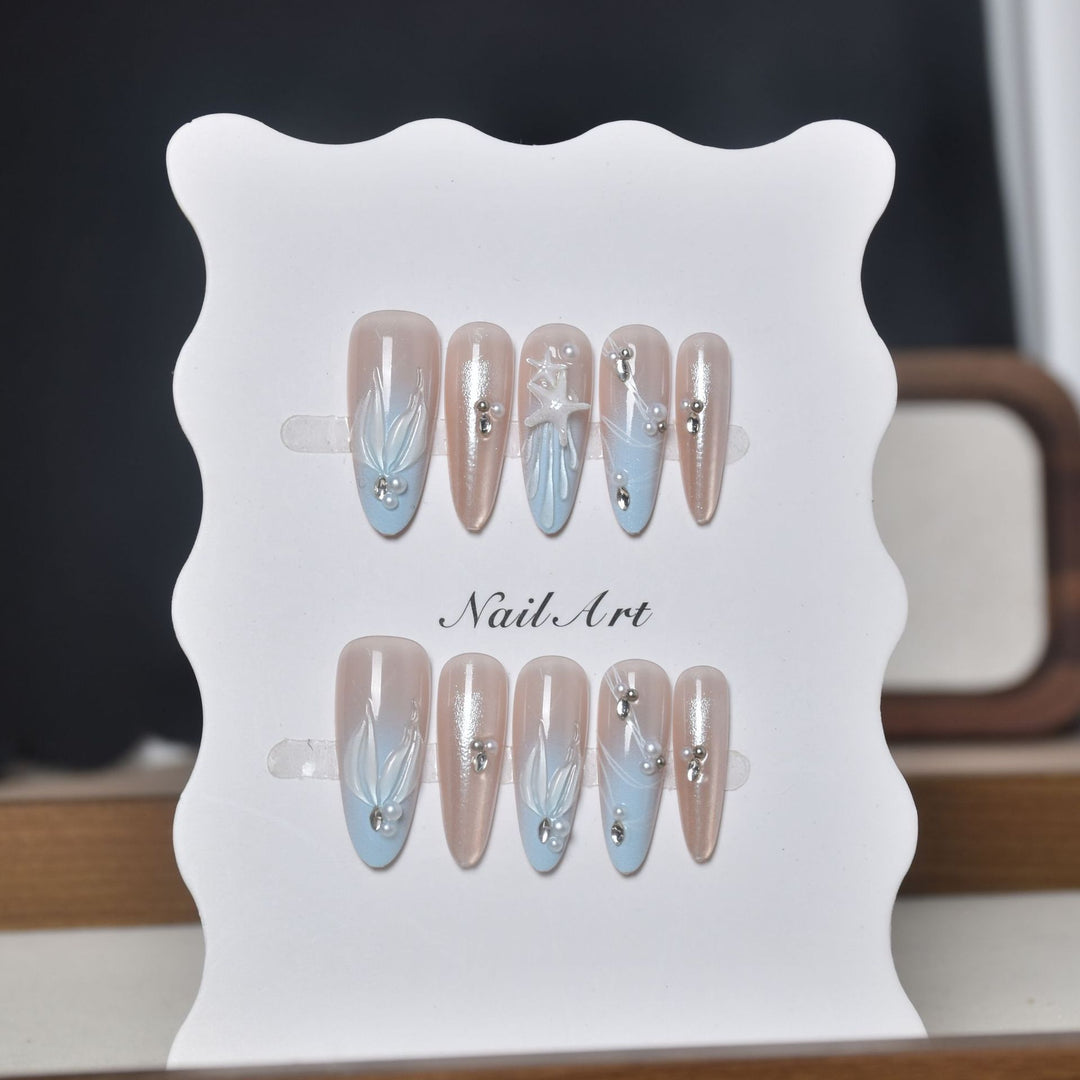 Decorative Long Stiletto Crystal-Embellished Press-On Nail Set Bowlift