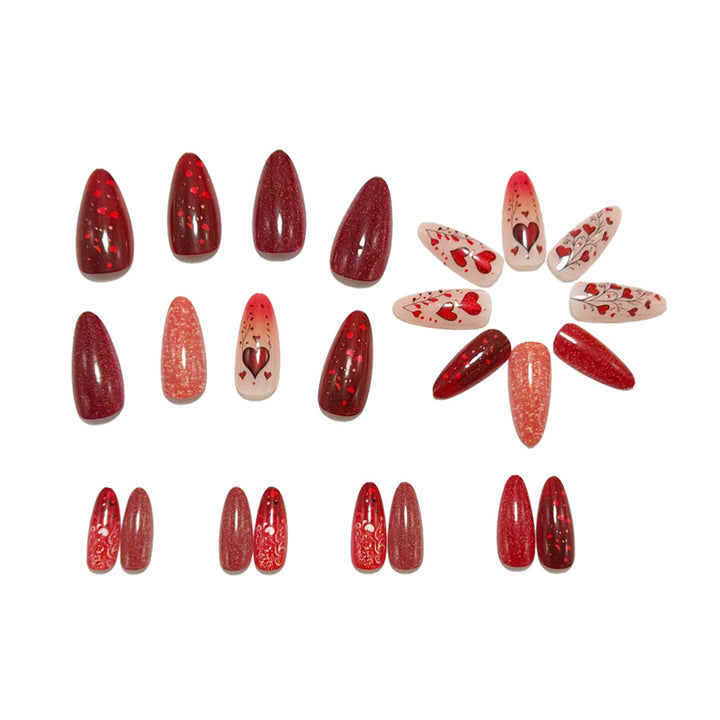 Artificial nails with Romantic Heart Design Bowlift