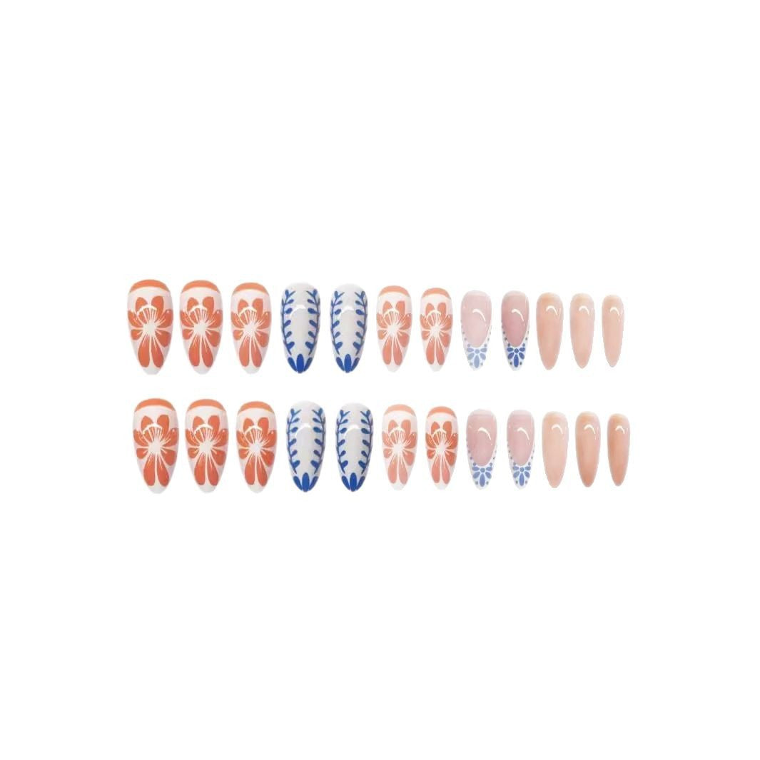 Floral Abstract Press-On Nail Set Bowlift