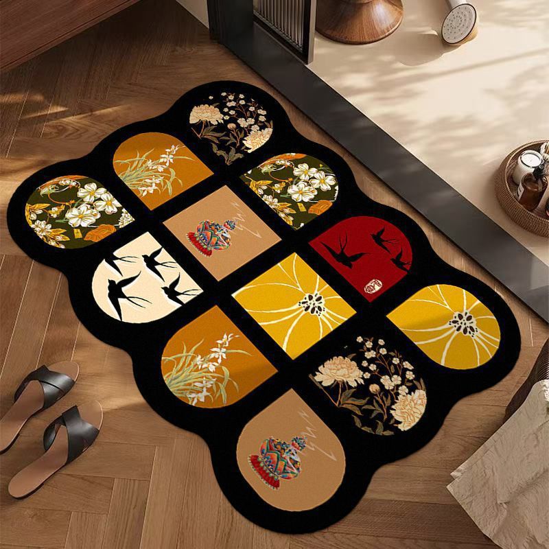 Artistic Floral Patterned Area Rug Bowlift