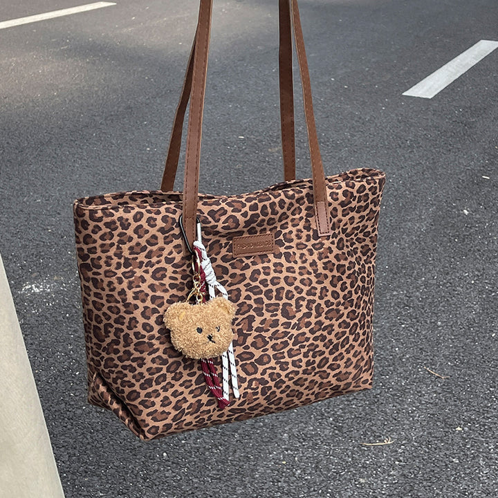 Leopard Print Canvas Tote Bag