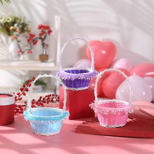 Girls Decorative Woven Easter Basket Bowlift