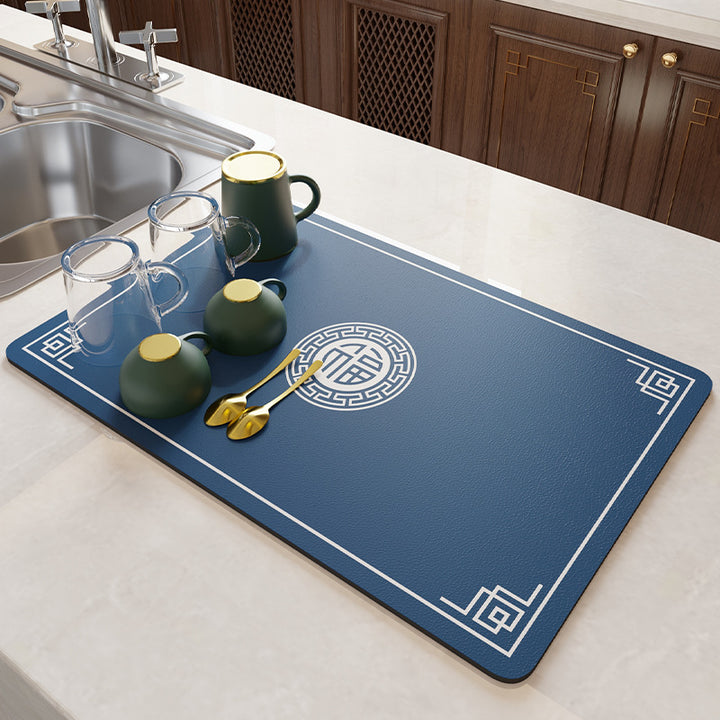 Floral Pattern Kitchen Drain Mat Bowlift