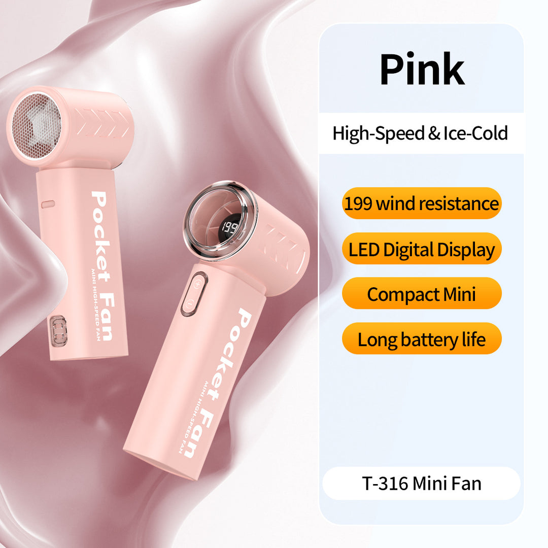 Women's nan compact rechargeable high-speed pocket handheld fan with LED display Bowlift