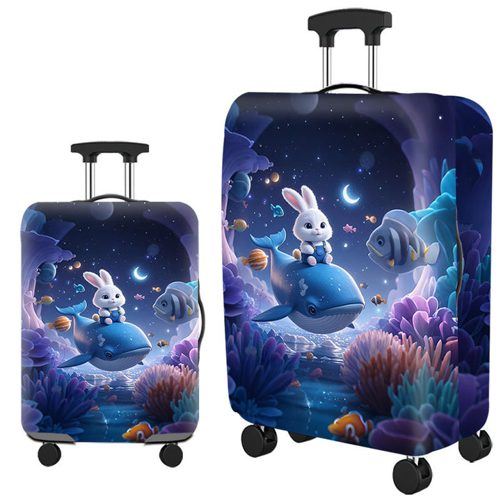Tropical Leaf Print Hard Shell Luggage Bowlift