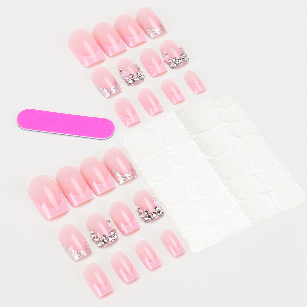 Decorative Rhinestone-Embellished Press-On Nail Tips Bowlift