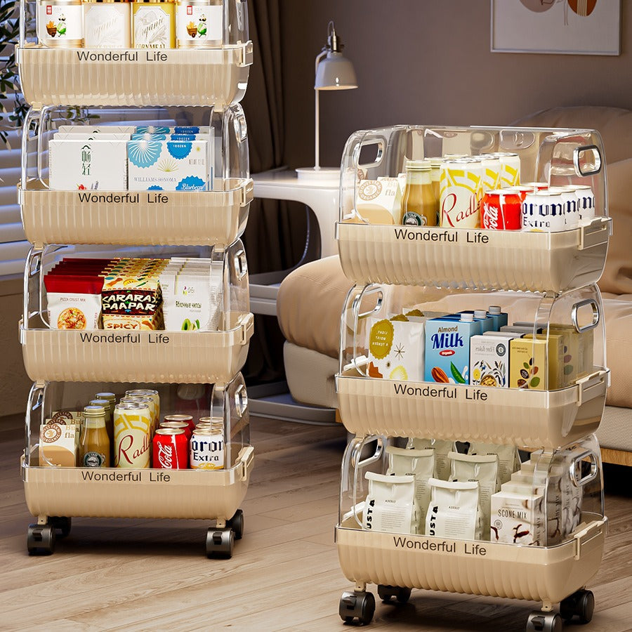 Multi-Tier Storage Organizer with Transparent Baskets Bowlift