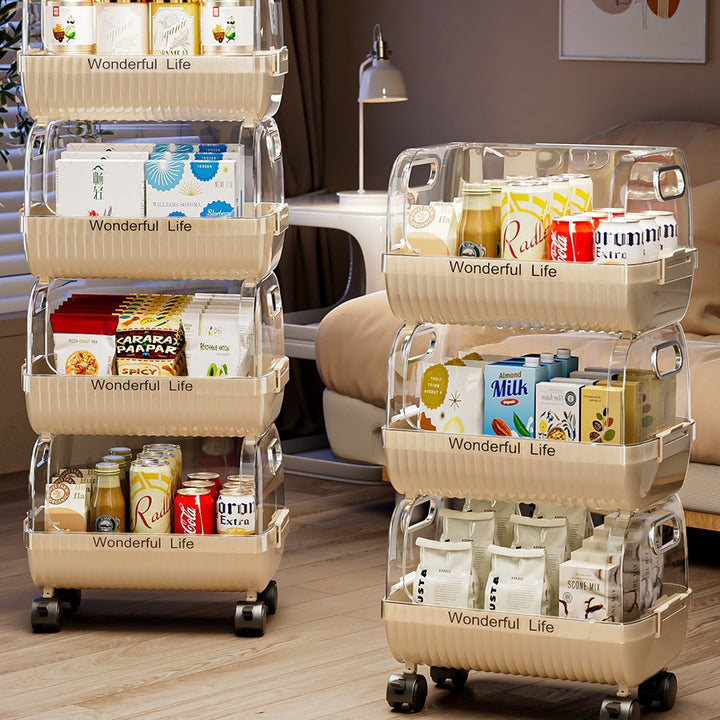 Multi-Tier Storage Organizer with Transparent Baskets Bowlift