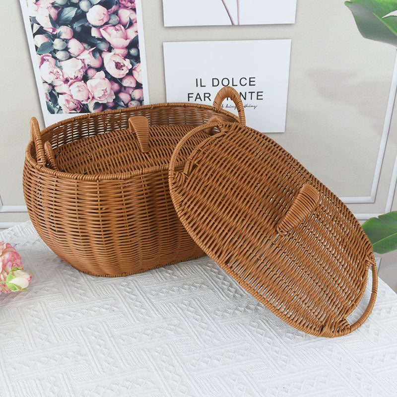 Handwoven Wicker Storage Basket Bowlift