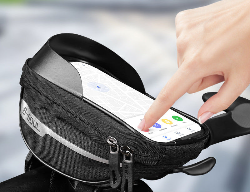 touchscreen handlebar phone bag with waterproof shell and reflective strip Bowlift