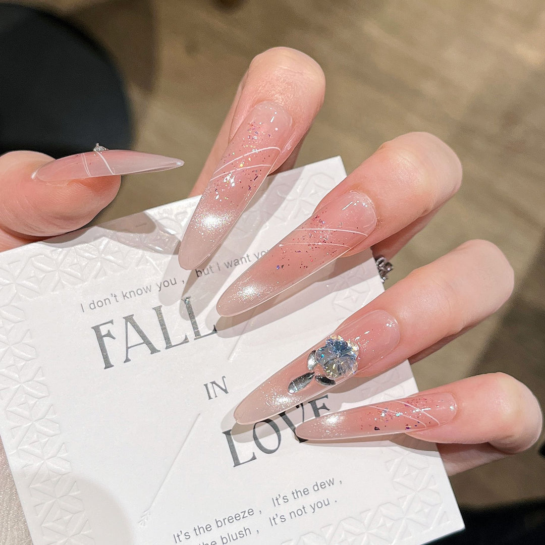 Decorative Gem-Embellished Press-On Nails Bowlift