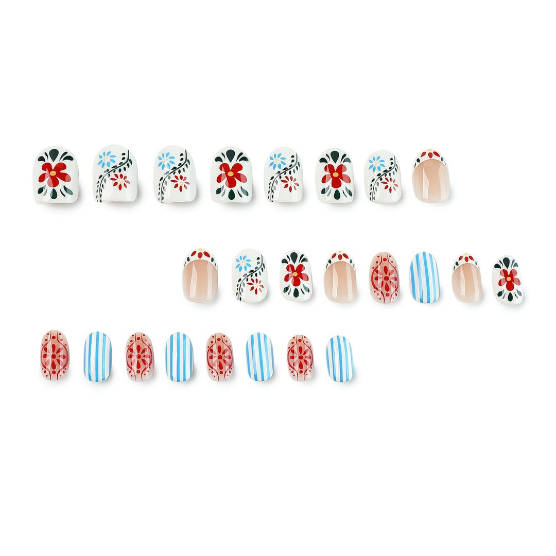 Artful nail art with floral design and colorful patterns Bowlift