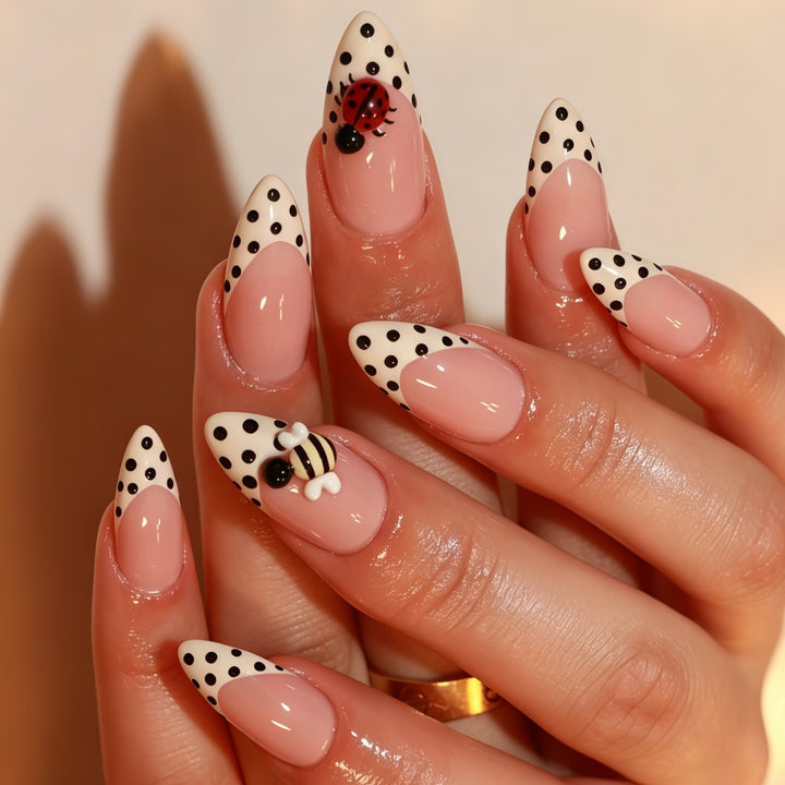 Nail Art Set with playful insect designs and polka dots Bowlift