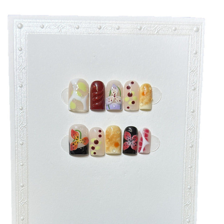 Decorative Nature-Themed Press-On Nail Set Bowlift