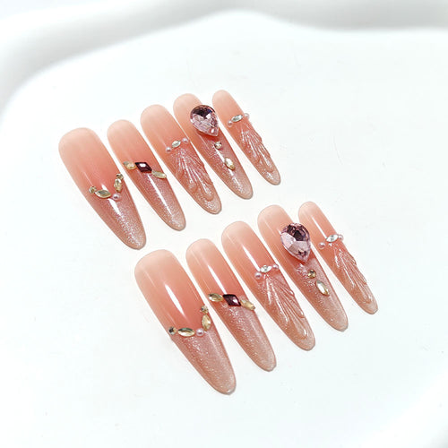 Acrylic nails with glamorous crystal design Bowlift