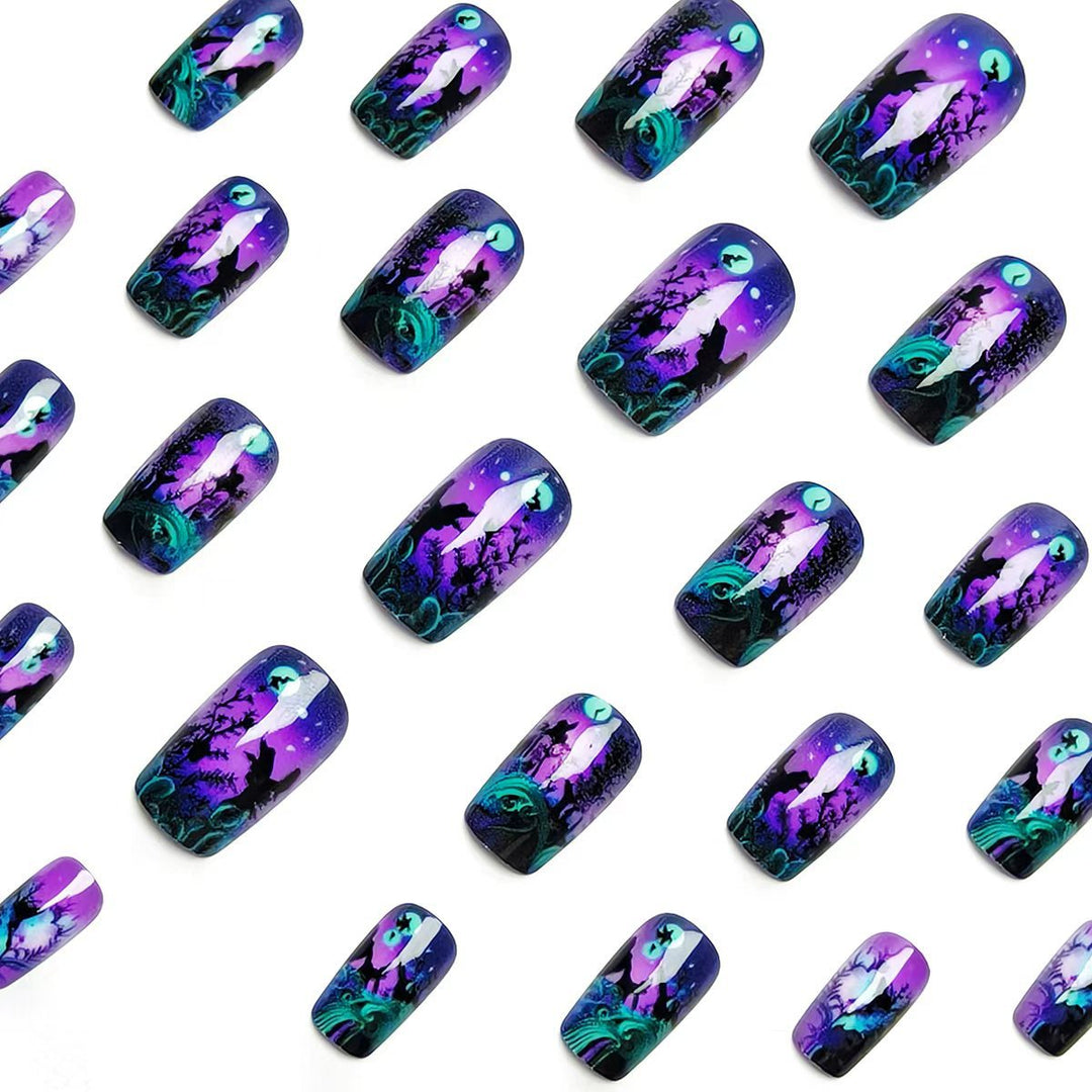 Nail art design with butterfly and night motif Bowlift